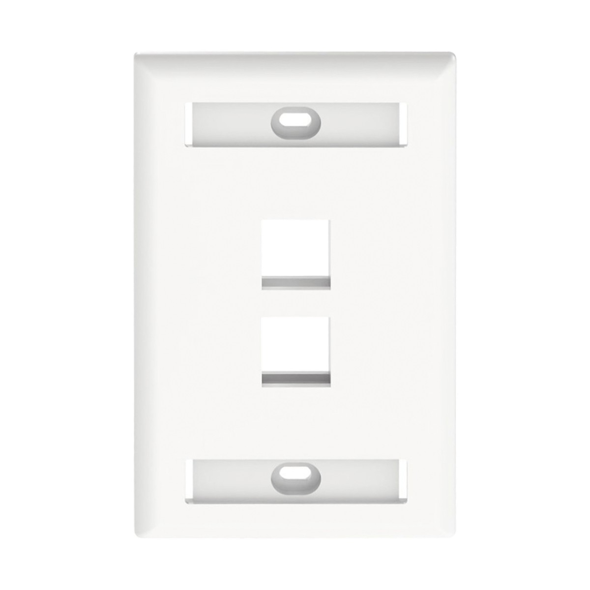 Placa de Pared Vertical, Salida Para 2 Puertos Keystone, Con Espacios Para Etiquetas, Color Blanco