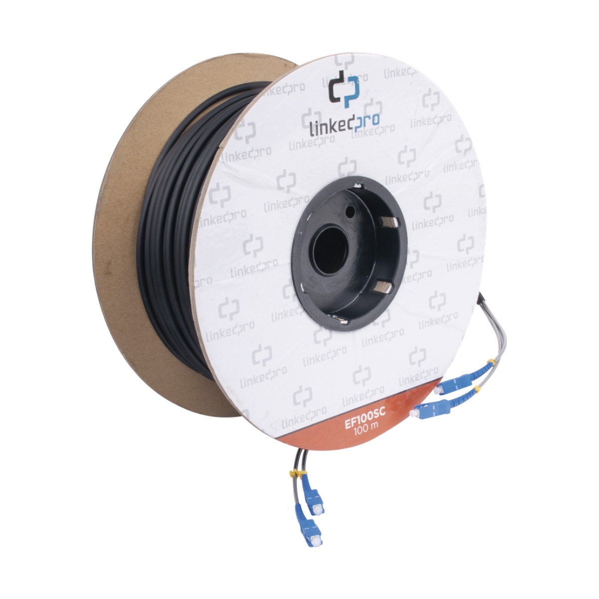 Carrete de Fibra Óptica Monomodo con Conectores SC-SC Duplex, Reforzada con Kevlar, de 100 Metros (328.08 Pies)
