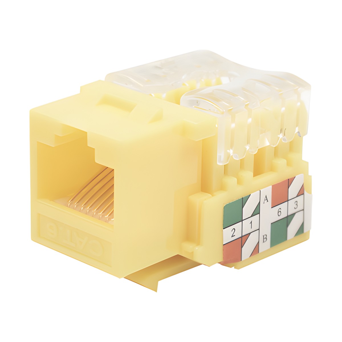Módulo Jack Keystone Cat6 con Terminación 110 (Punchdown) para Faceplate - Color Amarillo
