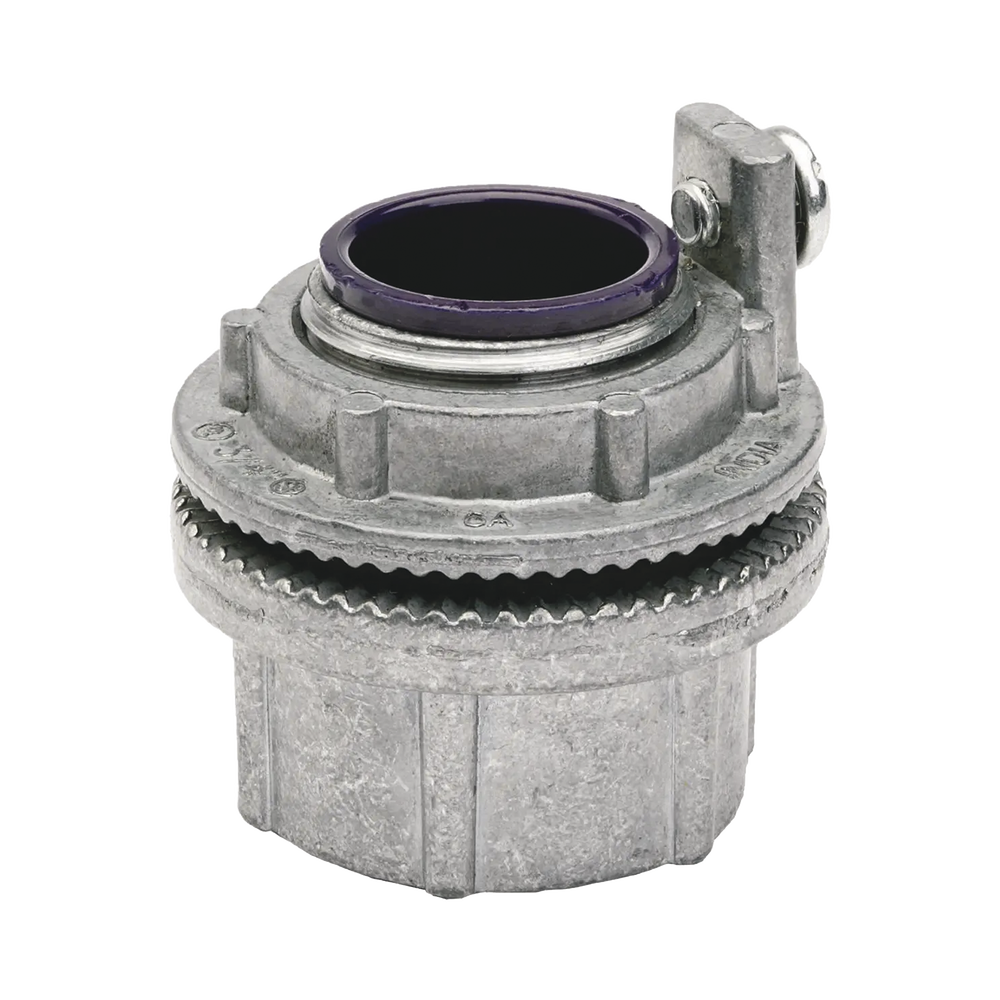 Conector Meyers de Aluminio de 3/4" con tornillo de puesta a tierra, disponible para Áreas Peligrosas Clase 1 División 2 de acuerdo con NEC 501.10.
