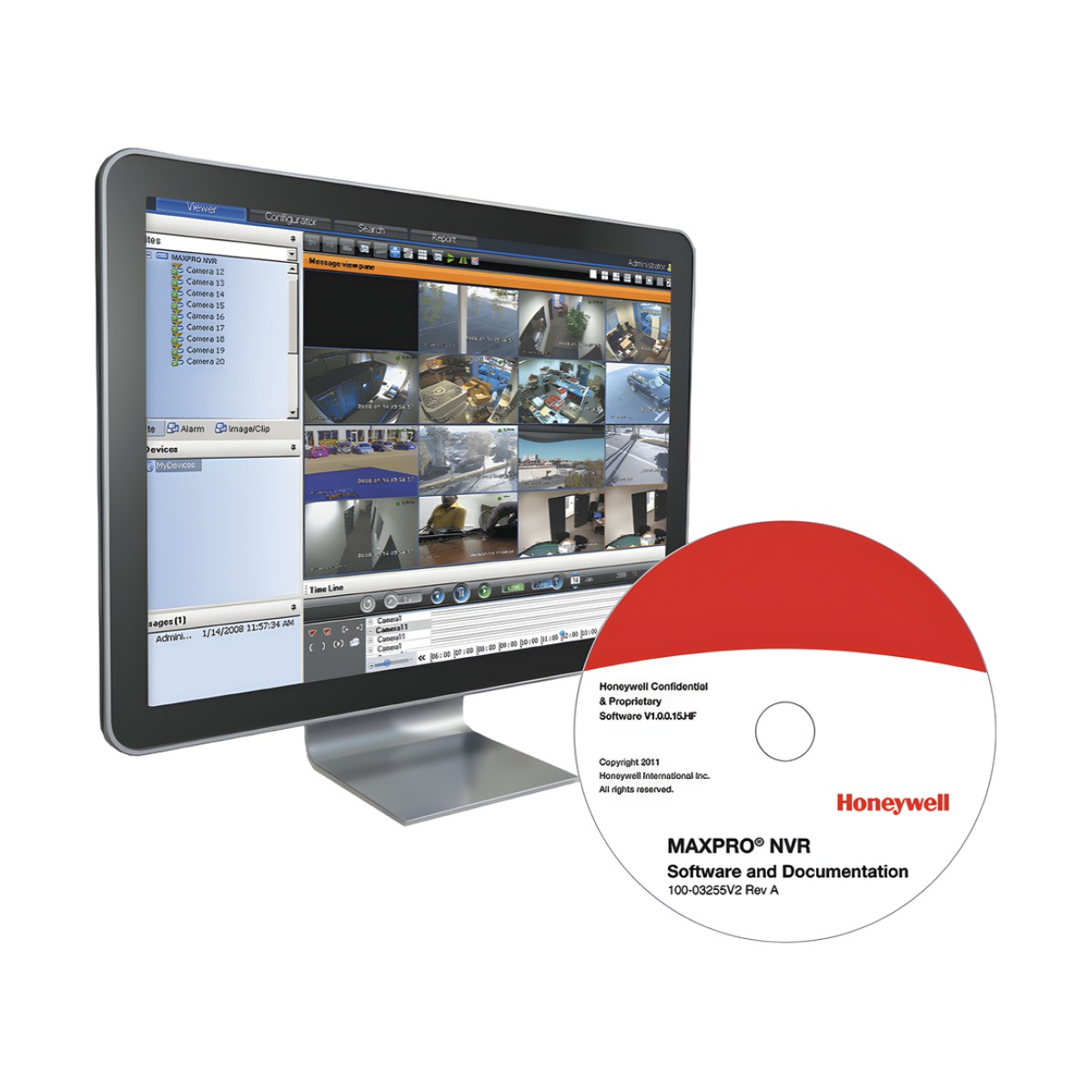 Software de grabación de video en red (NVR) con licencia base para 48 canales, compatible con cámaras IP Honeywell y de terceros