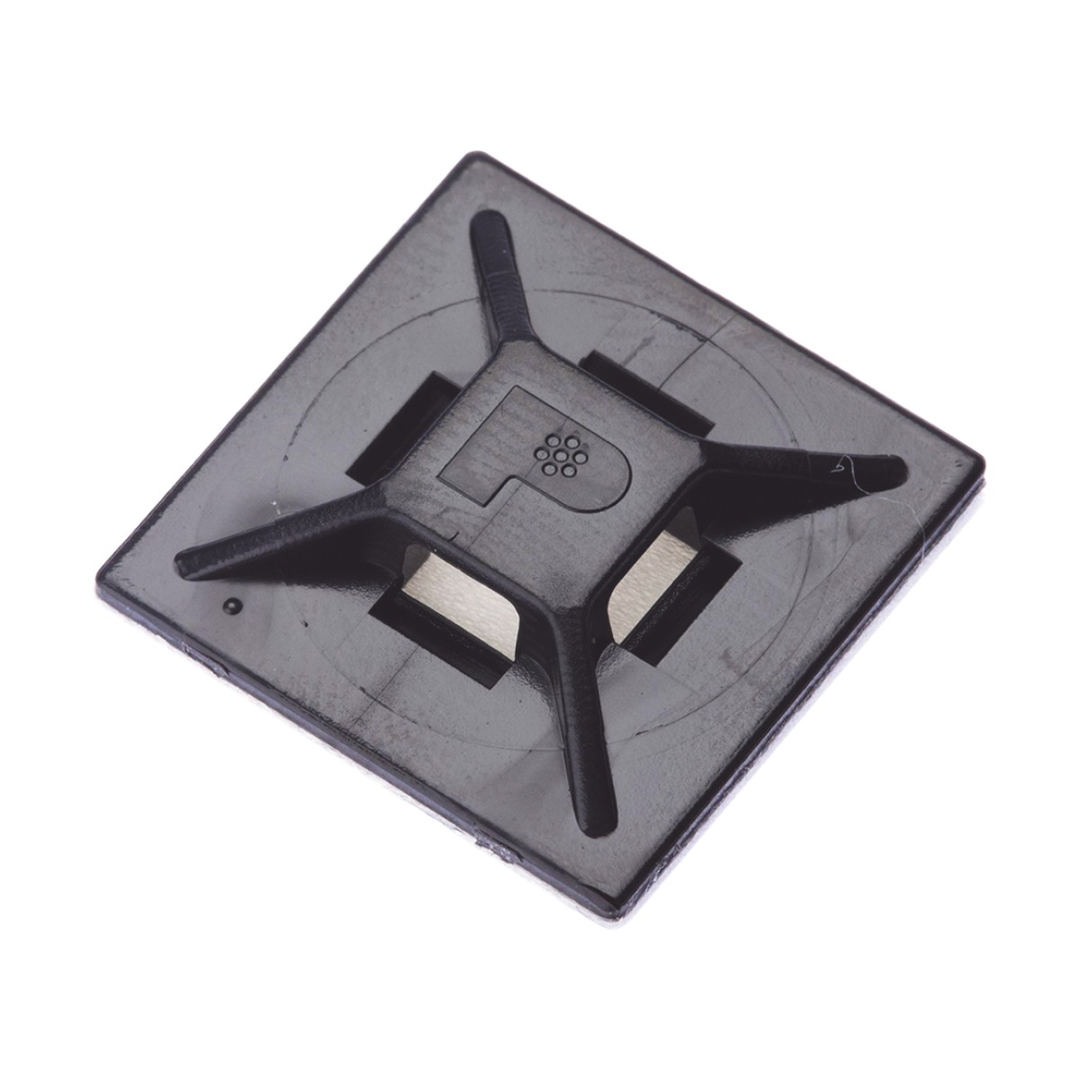 Montaje-Sujetador Para Cable de 4 vías, con Adhesivo Acrilico, 25.4 x 25.4mm (1in x 1in), Color Negro, Uso en Exterior, 1 pieza