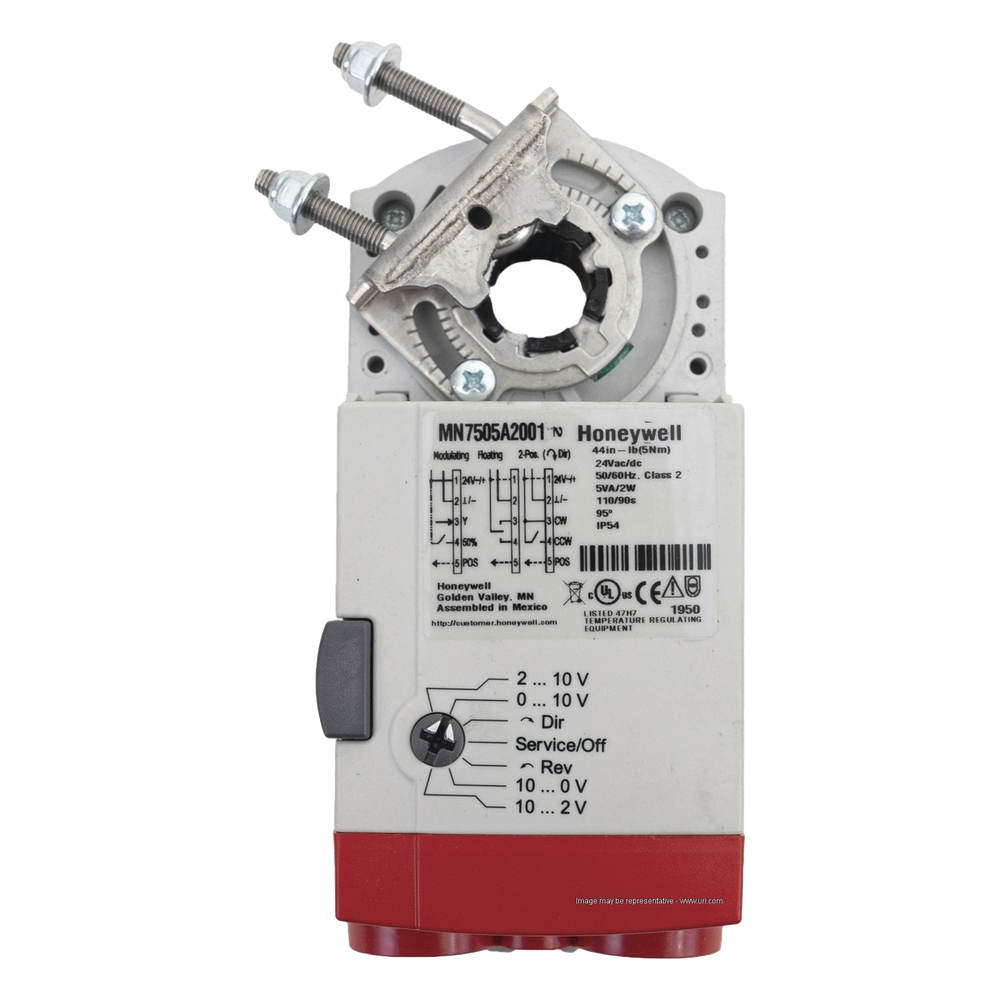 Actuador de Acople Directo sin Retorno por Resorte / 44 lb-in (5 Nm) / Control Modulante 0(2)-10 Vdc / 0(4)-20 mA / Retroalimentación 0(2)-10 Vdc / Alimentación 24 Vac/Vdc / Carrera 95° en 95 s / Plenum