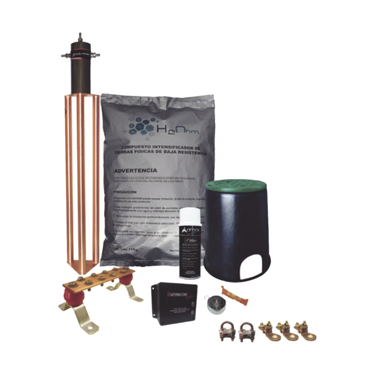 Kit de Tierra Física con Electrodo Magnetoactivo de 45 AMP Y Supresor de Picos SOHO