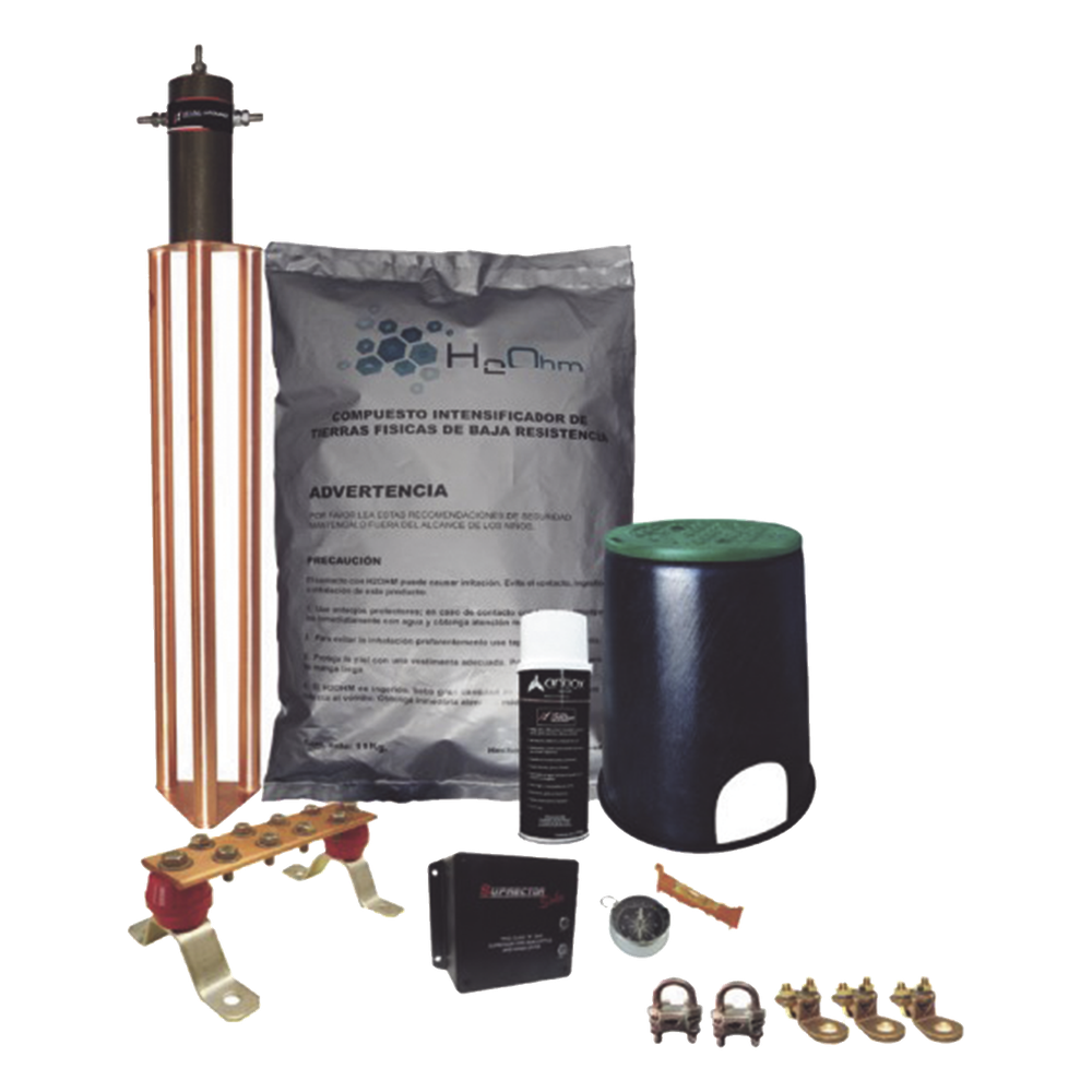 Kit de Tierra Física con Electrodo Magnetoactivo de 45 AMP Y Supresor de Picos SOHO