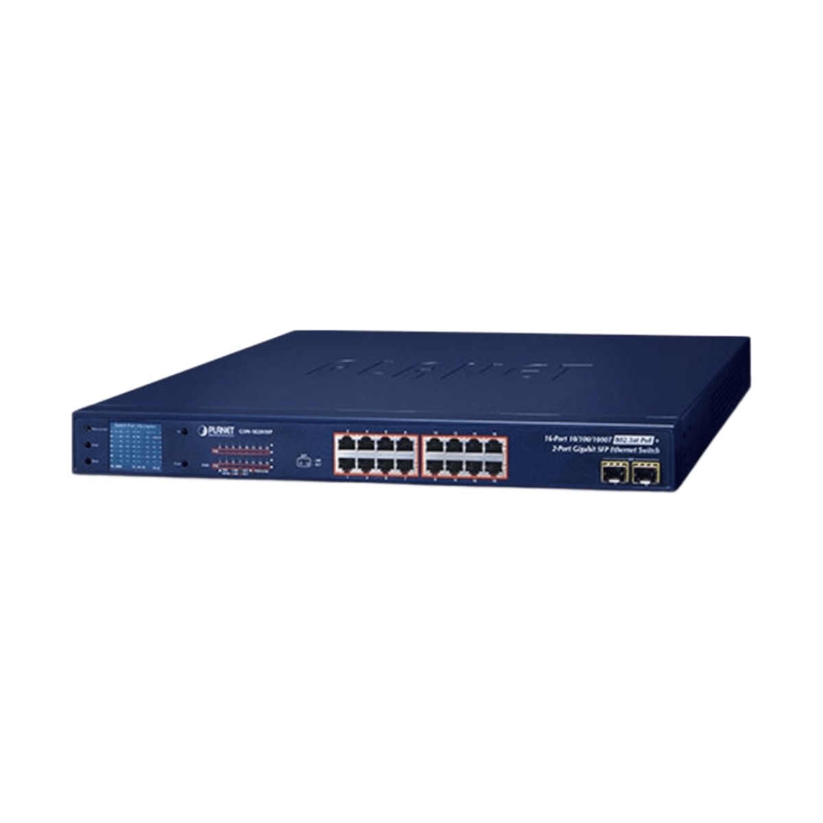 Switch No Administrable PoE+ Extender, Aislamiento VLAN de 16 Puertos Gigabit +, 2 Combo TP/SFP y Pantalla