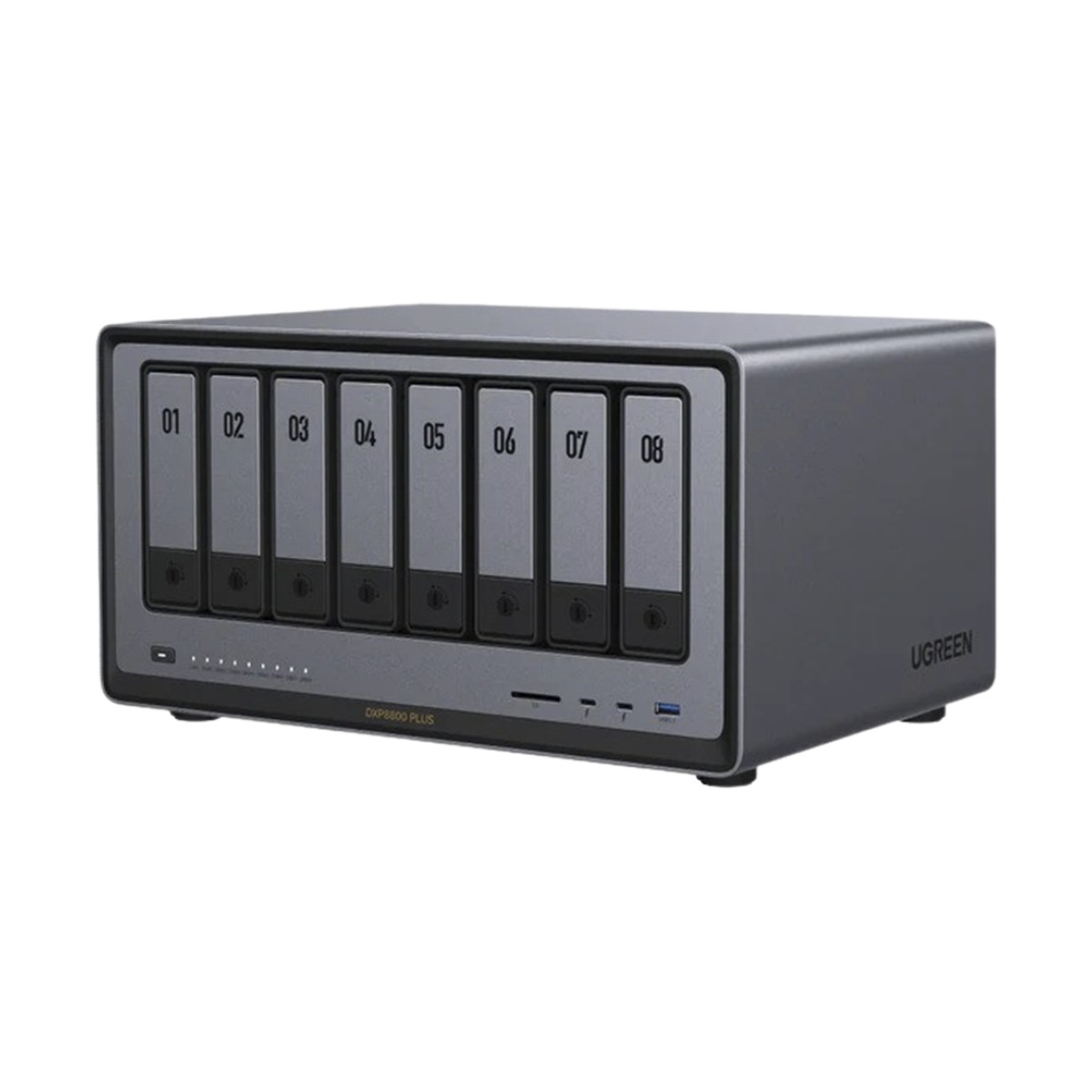 NAS UGREEN NASync DXP8800 Plus / Intel Core i5-1235U 10 Núcleos / 8 Bahías SATA + 2 M.2 NVMe / 2 Puertos 10GbE / Thunderbolt 4 / HDMI 8K / DDR5 Expandible 64GB / PCIe 4.0 x4