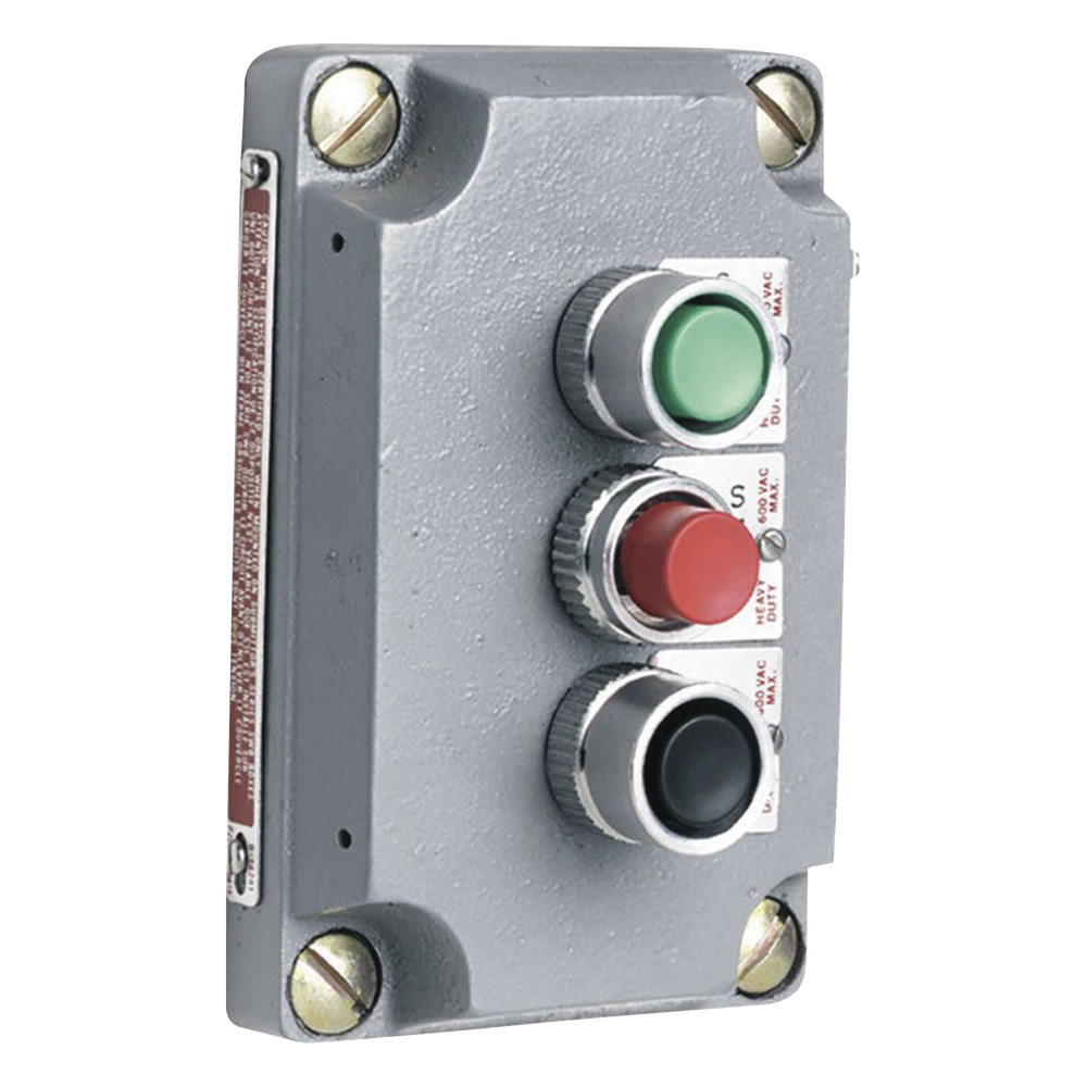 Cubierta para Estación de Control con Tres Botones Pulsadores Rojo-Verde-Negro. / Uso en Áreas Clasificadas.