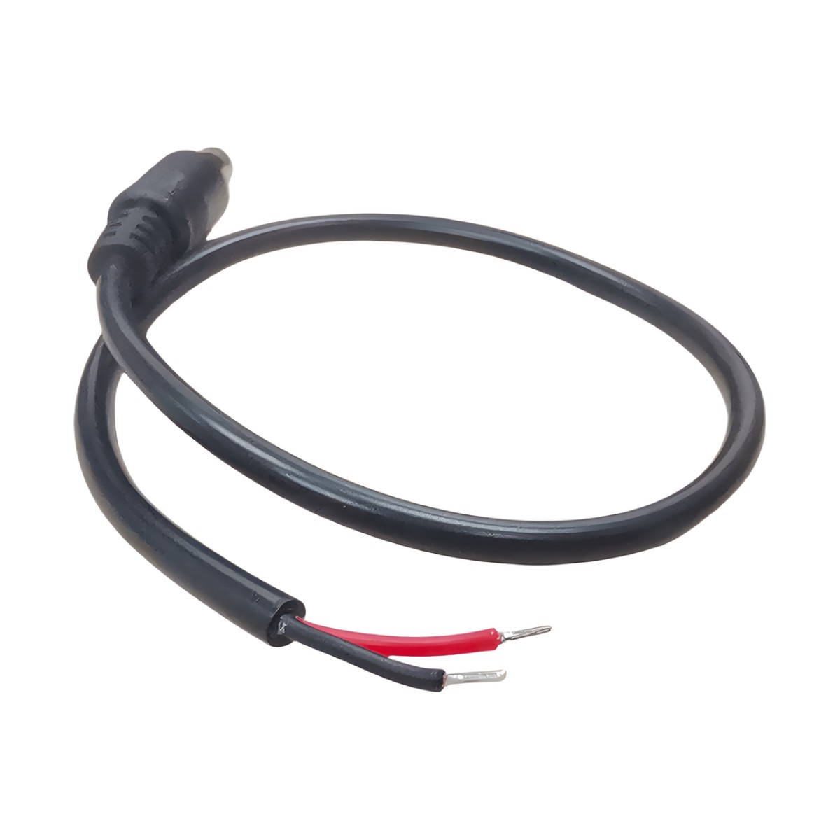 Cable con Conector Macho (Pigtail)  | Forro negro | Alimentación para Vcc con Puntas Libres / Polarizado / Largo 22 cm (8.66 Pulgadas) / Calibre 22AWG.