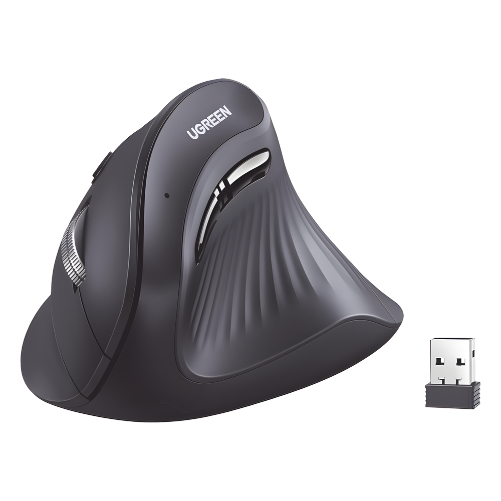 Mouse Inalámbrico en Angulo Vertical | 2.4G & Bluetooth | Conecta 3 dispositivos Simultáneamente | 4 Niveles de DPI |  Clic Silencioso | 5 botones Silenciosos | Soporta Win, Mac, Linux & Chrome.