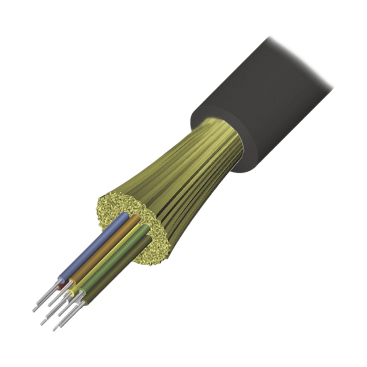 Cable de Fibra Óptica de 12 Hilos, Interior/Exterior, Tight Buffer, No Conductiva (Dieléctrica), LS0H, Multimodo OM4 50/125 Optimizada, 1 Metro (3.28 Pies)