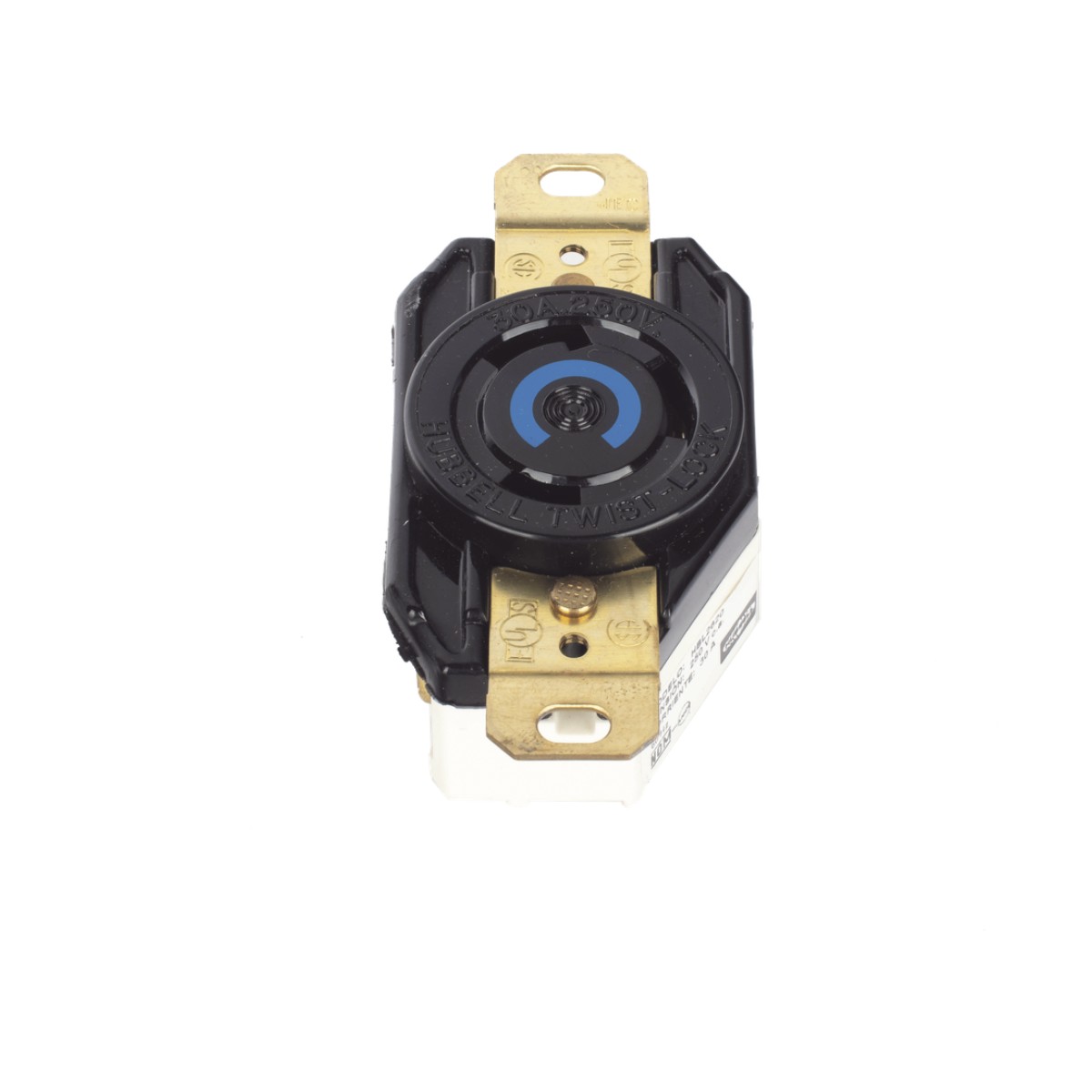 Receptáculo de Media Vuelta Industrial 30 A 250 V CA 2 Polos 3 Hilos (Nema L6-30R) Color Negro.