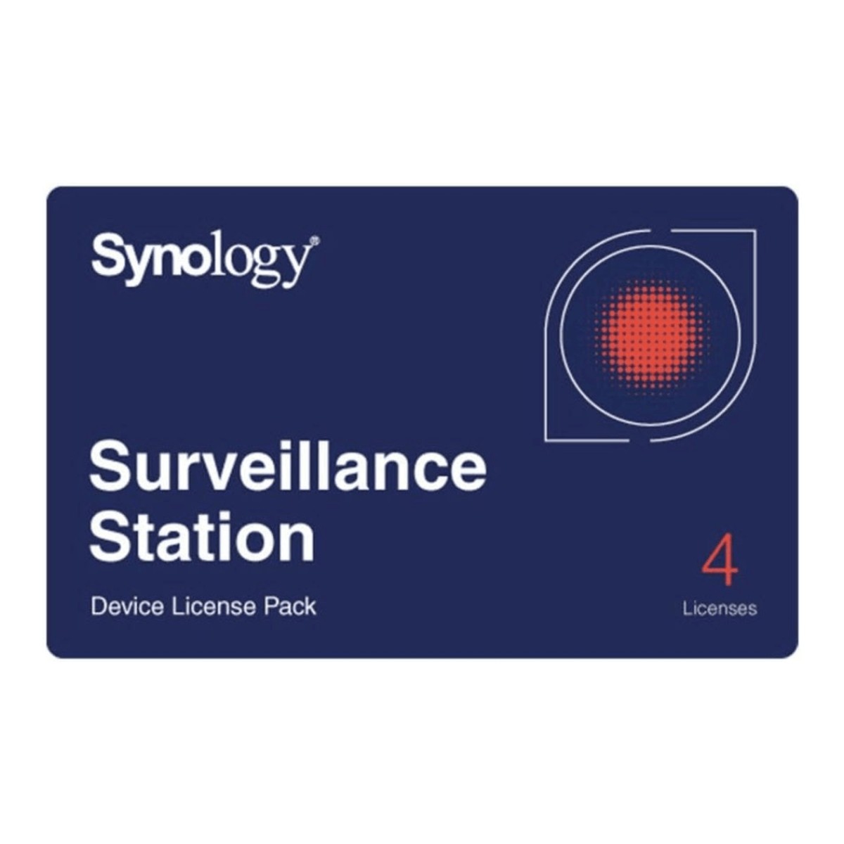Licencias de Dispositivos de Vigilancia Synology | Paquete de 4 Licencias | Compatibilidad con Cámaras IP, Módulos de E/S, Altavoces IP | Gestión Centralizada CMS | Licencias Predeterminadas Incluidas.