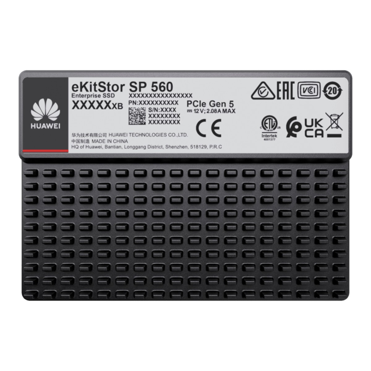 Unidad de Estado Sólido (SSD Huawei eKitStor SP 560) Empresarial de 3.84 TB / NVM2 2.0 / U.2 de 2.5'' / PCle 5.0 x4 / 14,800 MB/s Lectura / 8,500 MB/s Escritura / Almacenamiento empresarial y big data