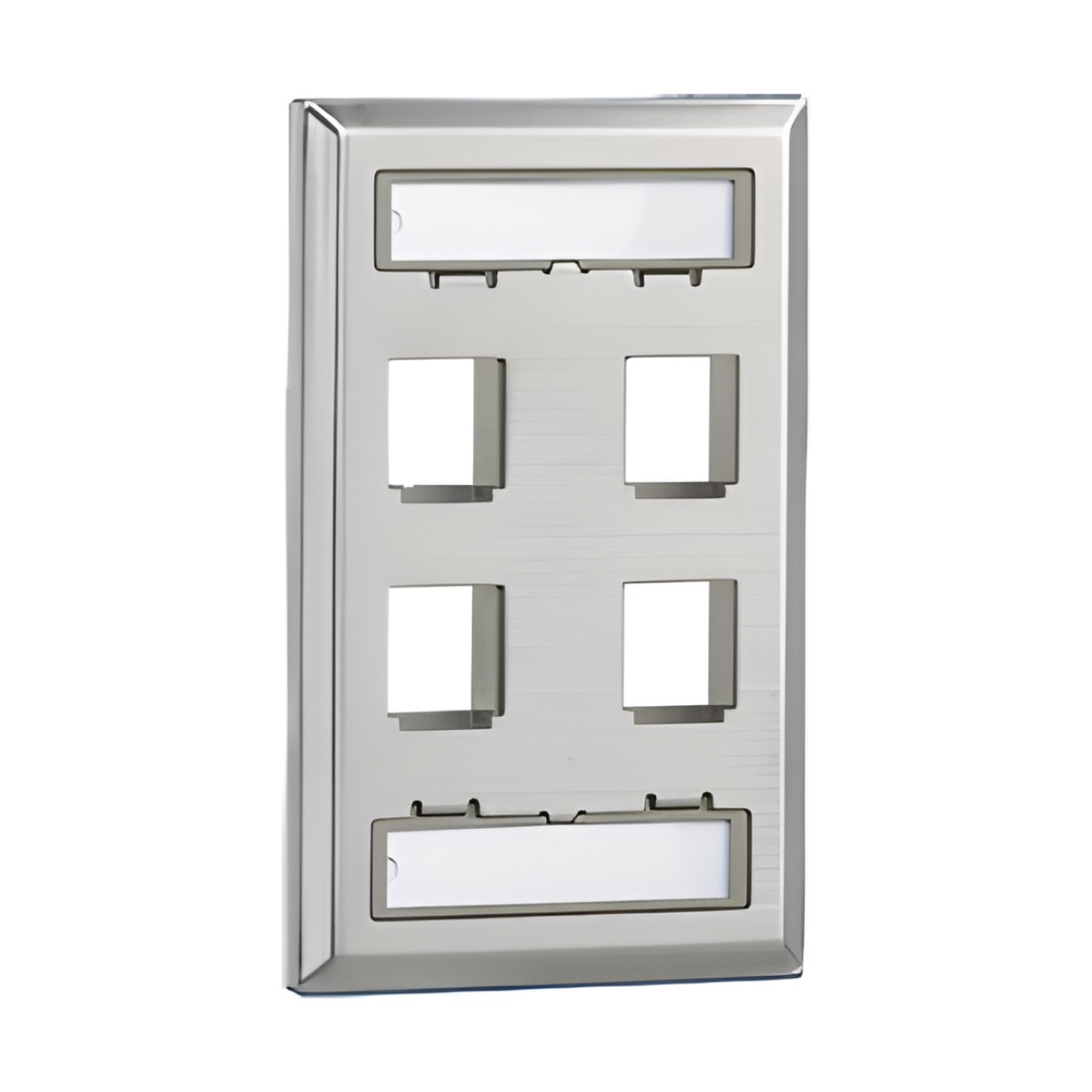 Placa de Pared Vertical, Salida Para 4 Puertos Keystone, Con Espacios Para Etiquetas, de Acero Inoxidable