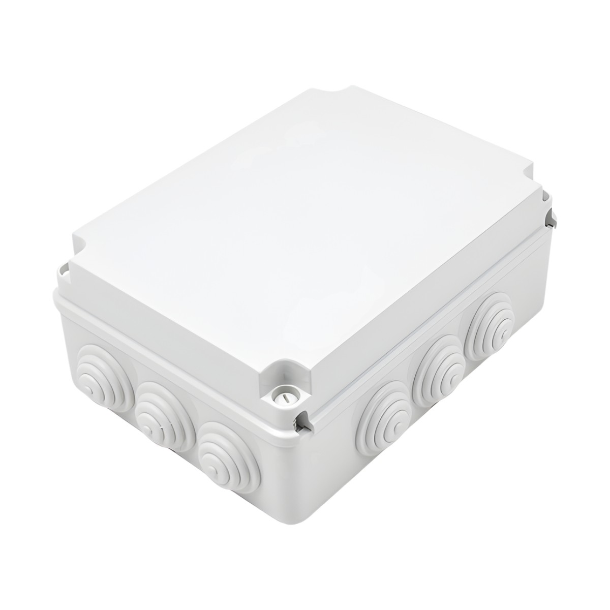 Caja Estanca de PVC Para Derivación y Conexión, 12 Entradas, Tapa Atornillada, 300x220x120 mm  (Área interna), Uso Exterior IP55, Material que no Propaga el Fuego y Libre de Hálogenos