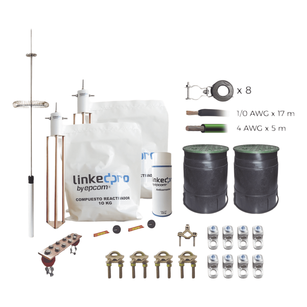 Kit Pararrayo  LINKEDPRO con Accesorios de Instalación en Torre de Hasta 12 m de Altura.