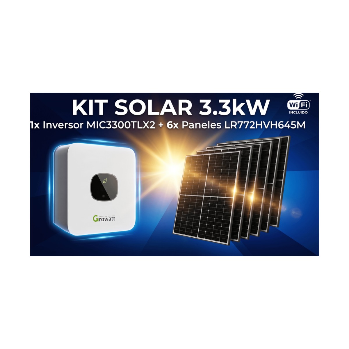 Kit Solar Interconexion  / 3kW  220Vca / Inversor GROWATT/ Montaje Incluido