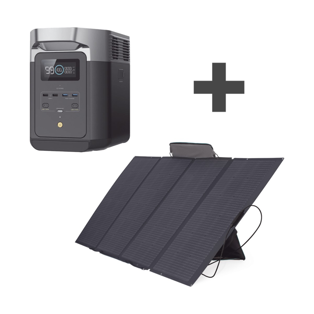 Kit de Estación de Energía Portátil 2048Wh + Panel Solar Flexible 400W