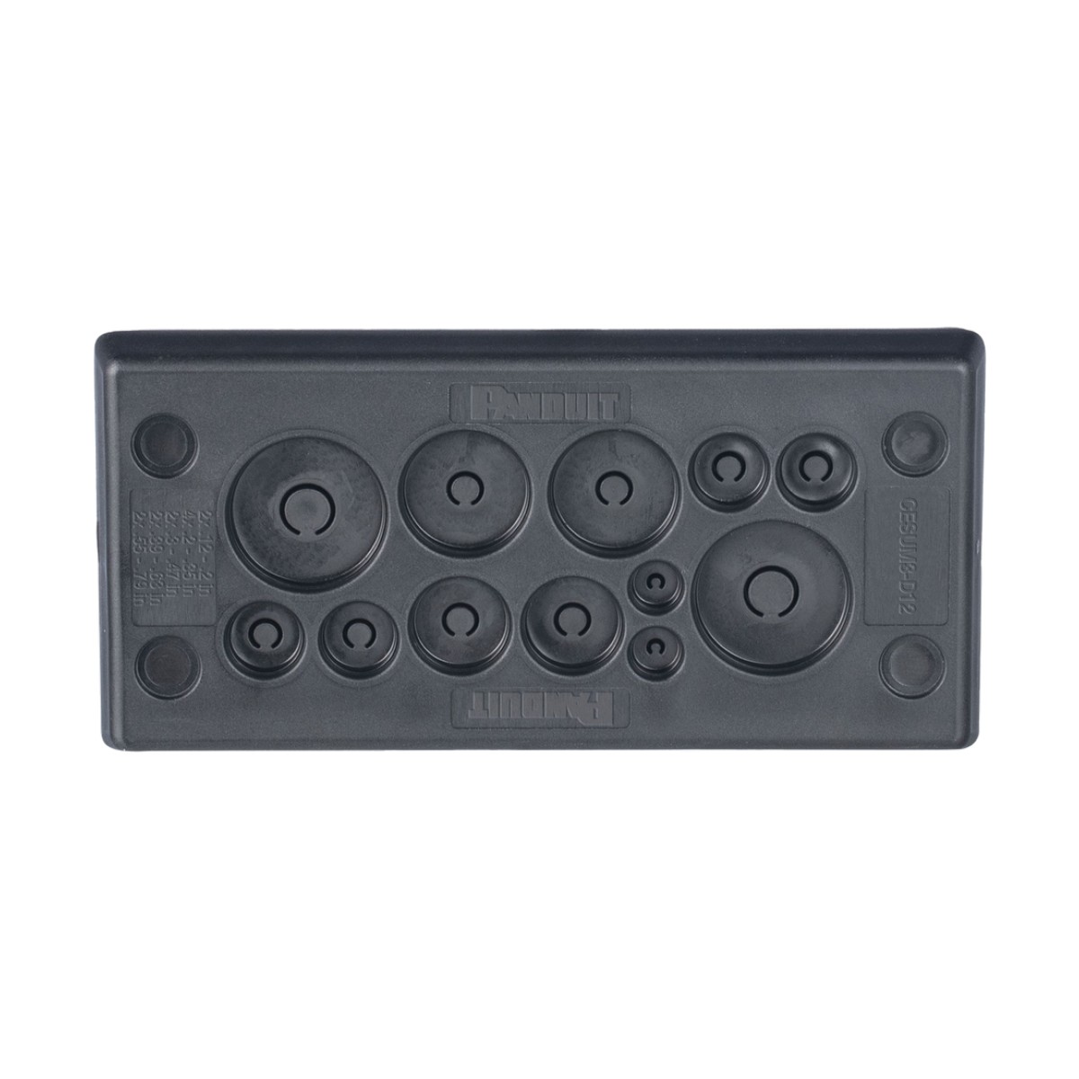 Pasacables Rectangular de Membrana, IP66, 3.39" x 1.42", 12 orificios, para Cables no Terminados. Color Negro