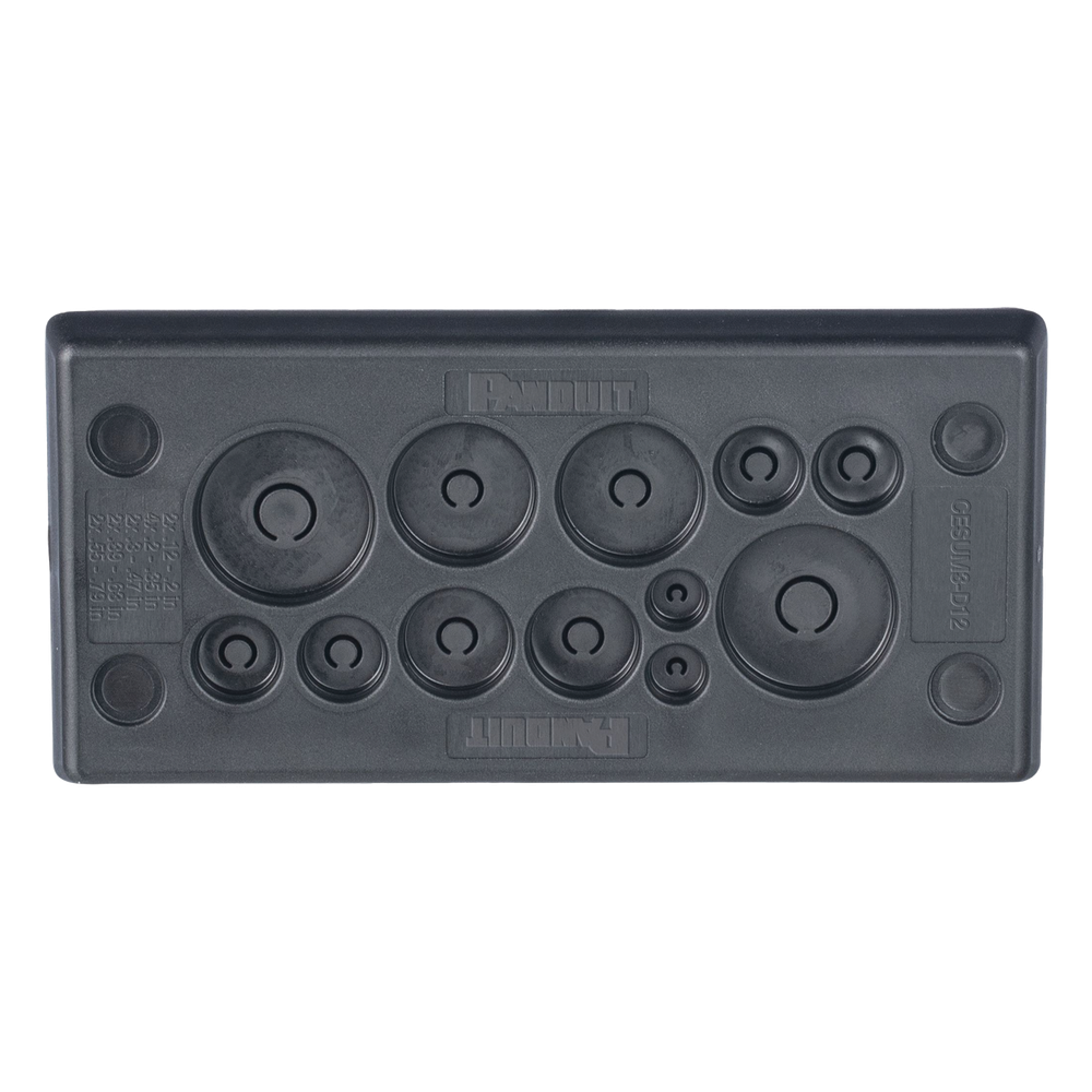 Pasacables Rectangular de Membrana, IP66, 3.39" x 1.42", 12 orificios, para Cables no Terminados. Color Negro
