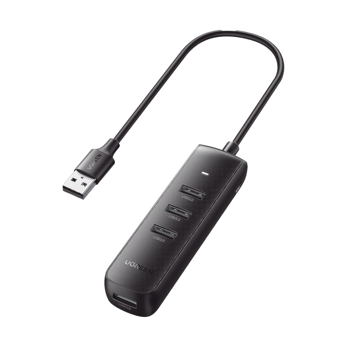 HUB USB-A 3.0 4 en 1 | 4 Puertos USB-A 3.0 (5Gbps) | Cable de 25 cm | Indicador Led | Ideal para Transferencia de Datos | Entrada USB-C para alimentar equipos de mayor consumo como discos duros | Color Negro.