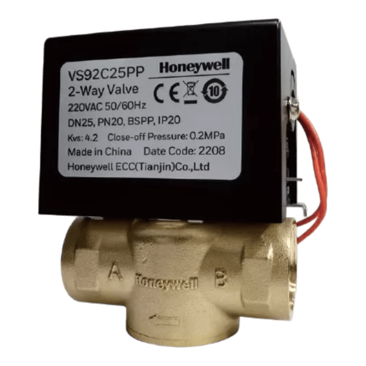 Válvula de control eléctrica de 2 vías tipo bola, sin retorno por resorte, para fan coil, DN20, conexión BSPP, 220 V CA