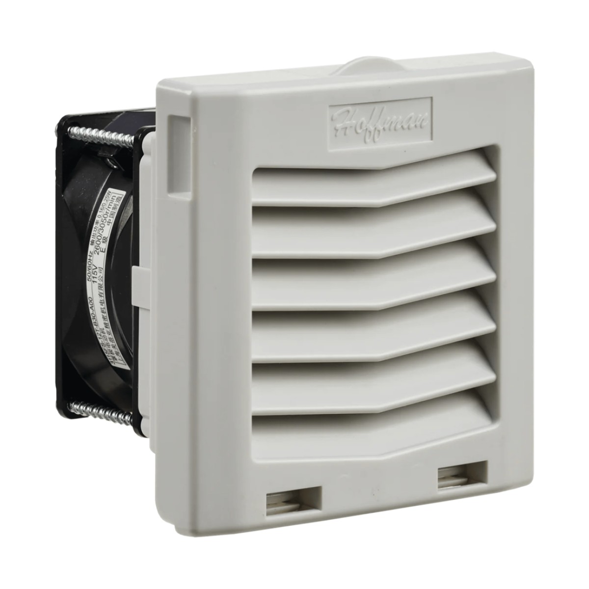 Ventilador Con Filtro de Montaje Lateral HF04, Con Flujo de Aire de 21 CFM, 115 Vca, Color Gris Claro