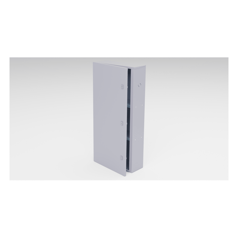 Gabinete para instalación de 3 Baterías , Fabricado en Lámina Galvanizada, Accesorios para poste (No incluidos)