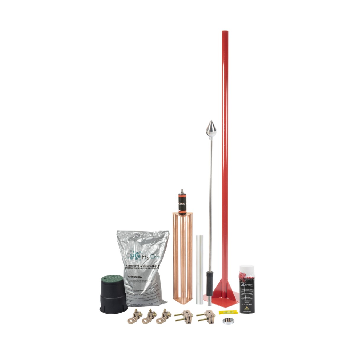 Kit Pararrayo con Accesorios para Protección de Diámetro de 80 m.