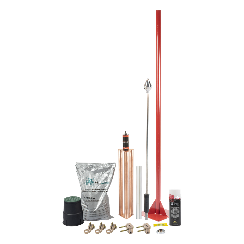 Kit Pararrayo con Accesorios para Protección de Diámetro de 80 m.