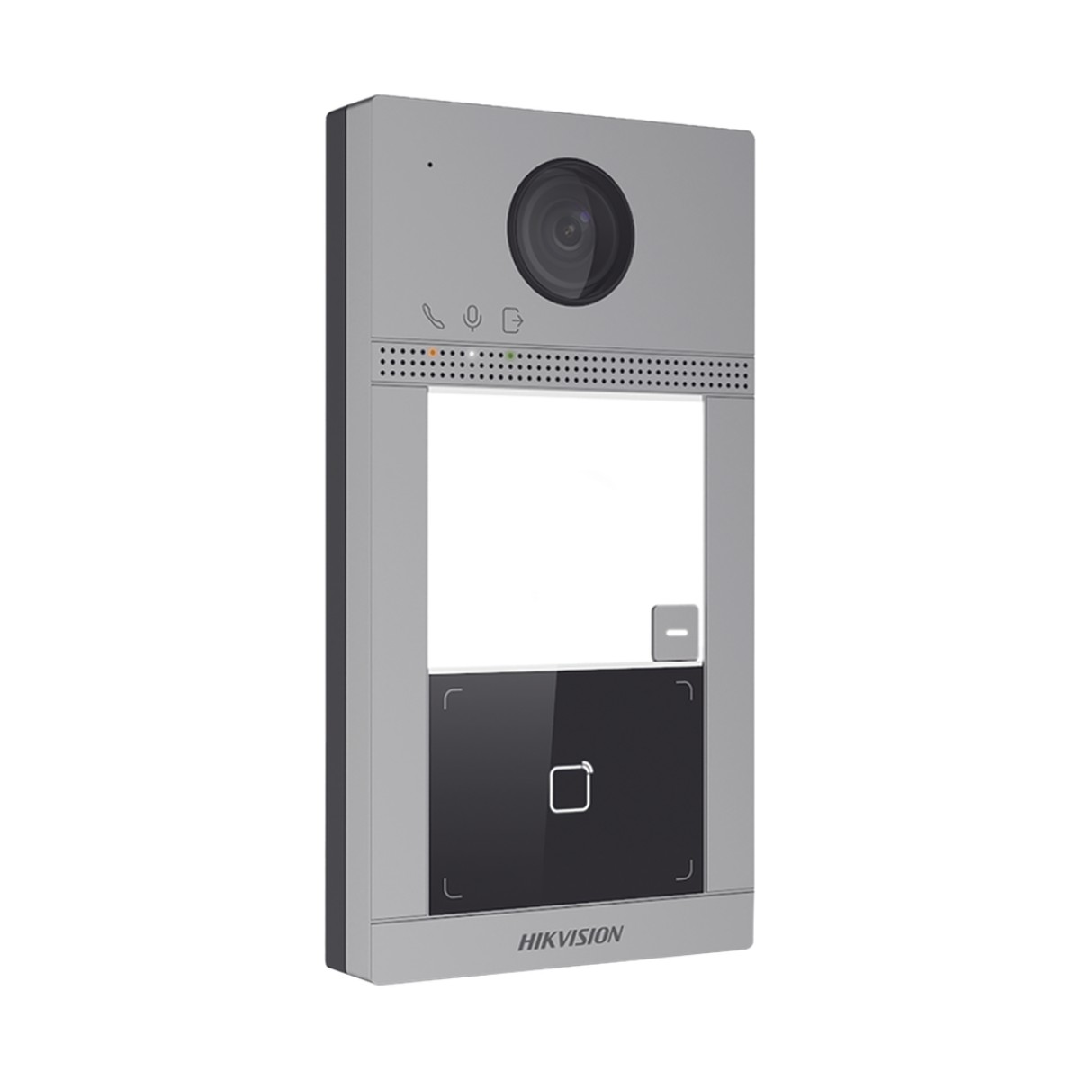 Videoportero IP 2 Megapixel / Llamada y Apertura Remota desde App Hik-Connect / PoE / Exterior IP65 + Antivandalico IK08 / 1 Departamento / Apertura con Tarjeta / Soporta 2 Puertas y hasta 6 Monitores