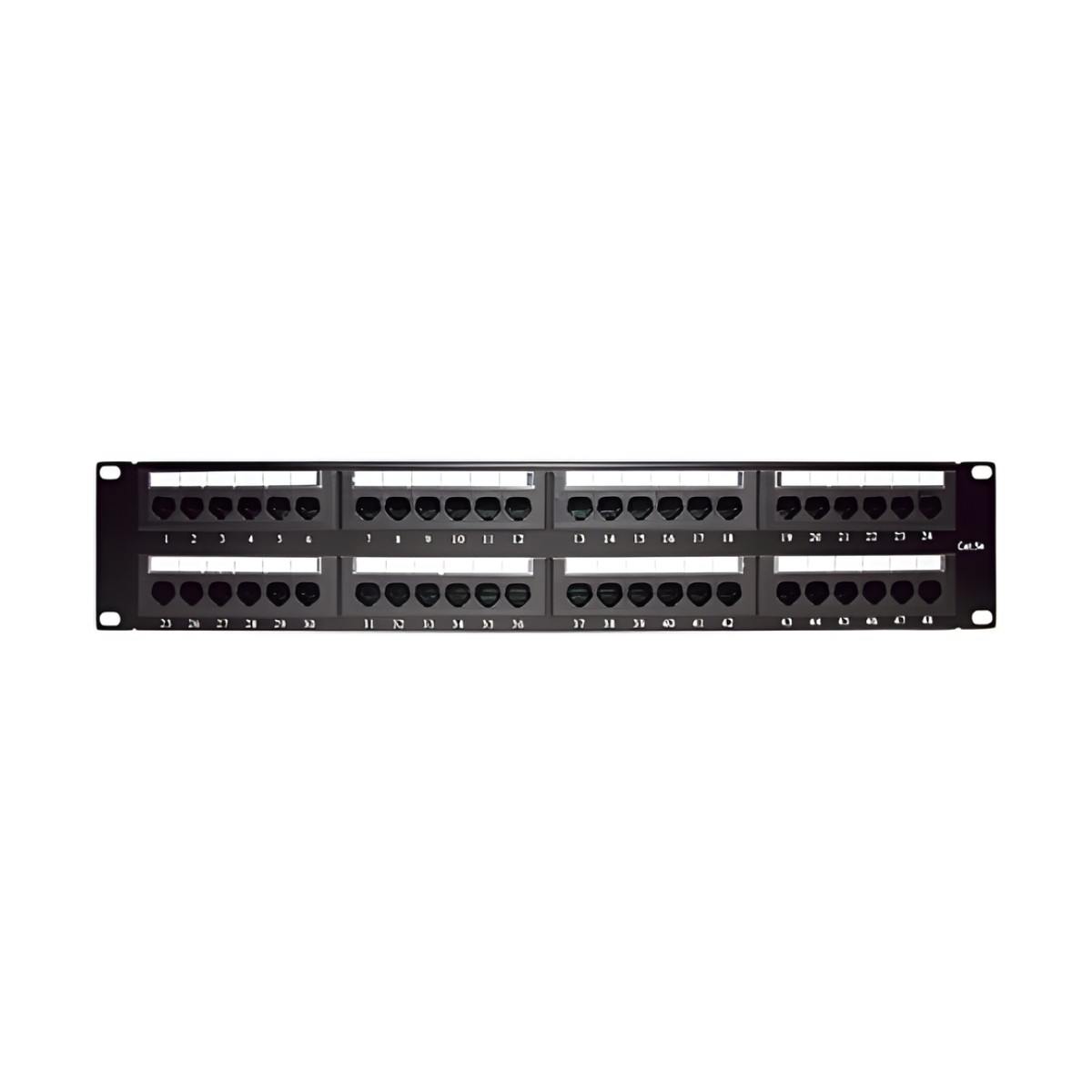 Panel de Parcheo de Impacto (110) UTP de 48 Puertos Cat5e 19 Pulgadas (48.26 cm), 2U con Barra para Organizar Cable
