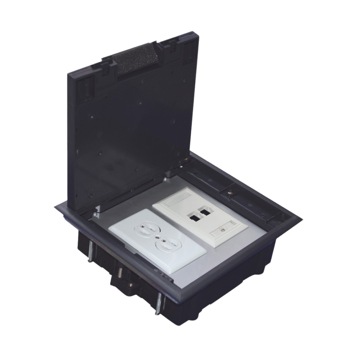 Caja de Piso para Dos Módulos Universales (Socket M2), para Alimentación Eléctrica y Redes de Datos (11000-33401) No Incluye Faceplates
