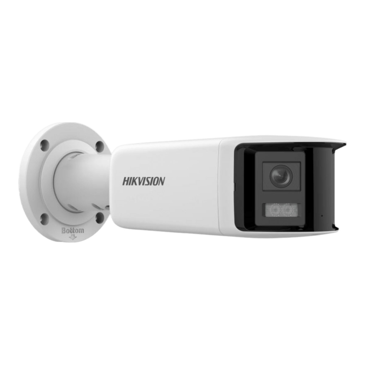 [FlexVu] [PROTECCIÓN ACTIVA] Bala IP Panorámica 4 Megapixel / 2 Lentes 2.8 mm (180°) / Imagen a Color 24/7 (ColorVu) / PoE / WDR 130° / IP67 / ACUSENSE / Luz Estroboscópica y Alarma Audible / 40 mts Luz Blanca / Micro SD