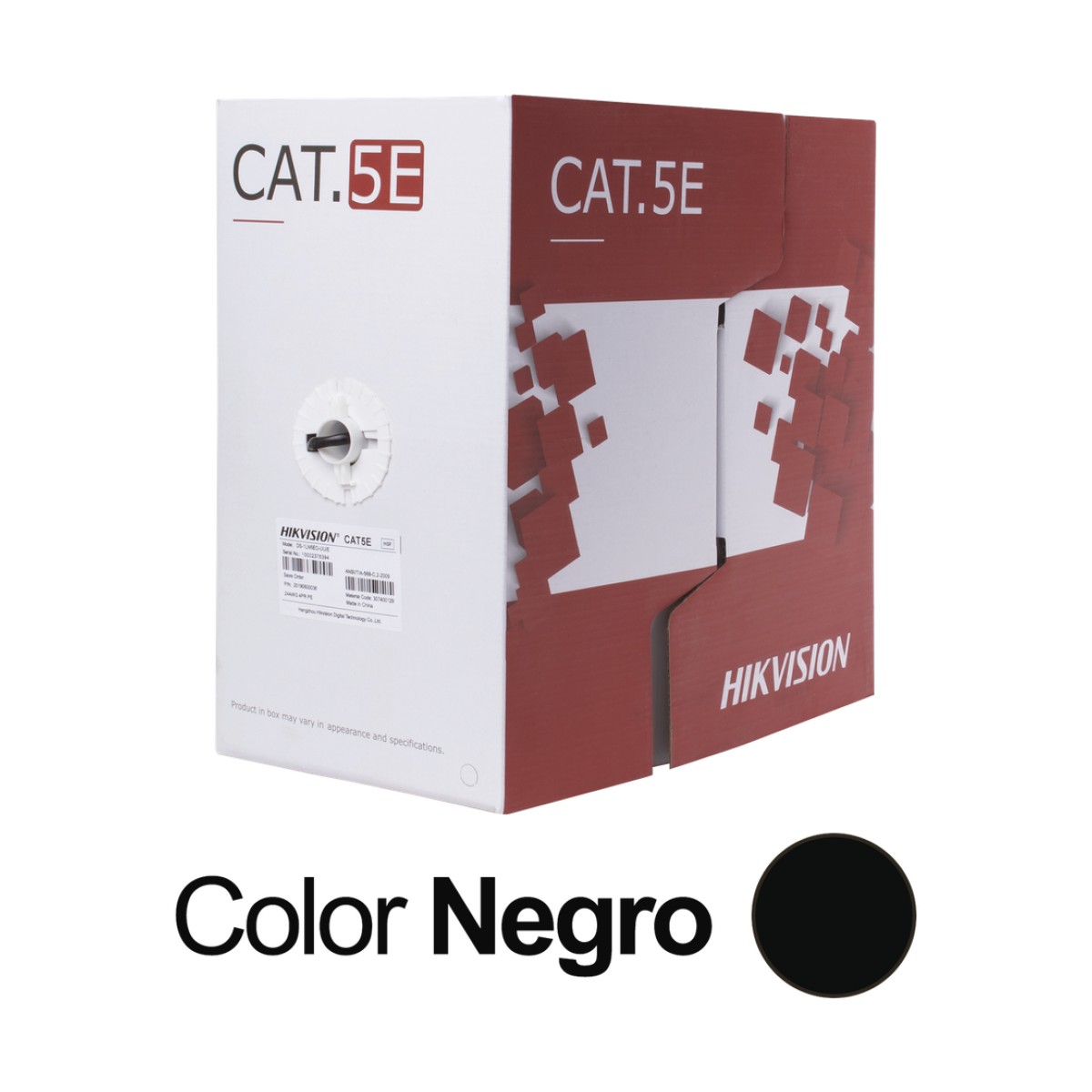 Bobina de Cable UTP 305 Metros (1000 Pies) / Cat 5E (24 AWG) / Color Negro / PE / Uso en Exterior / 100% Cobre / Aplicaciones de CCTV, Redes de Datos y Enlaces Inalámbricos