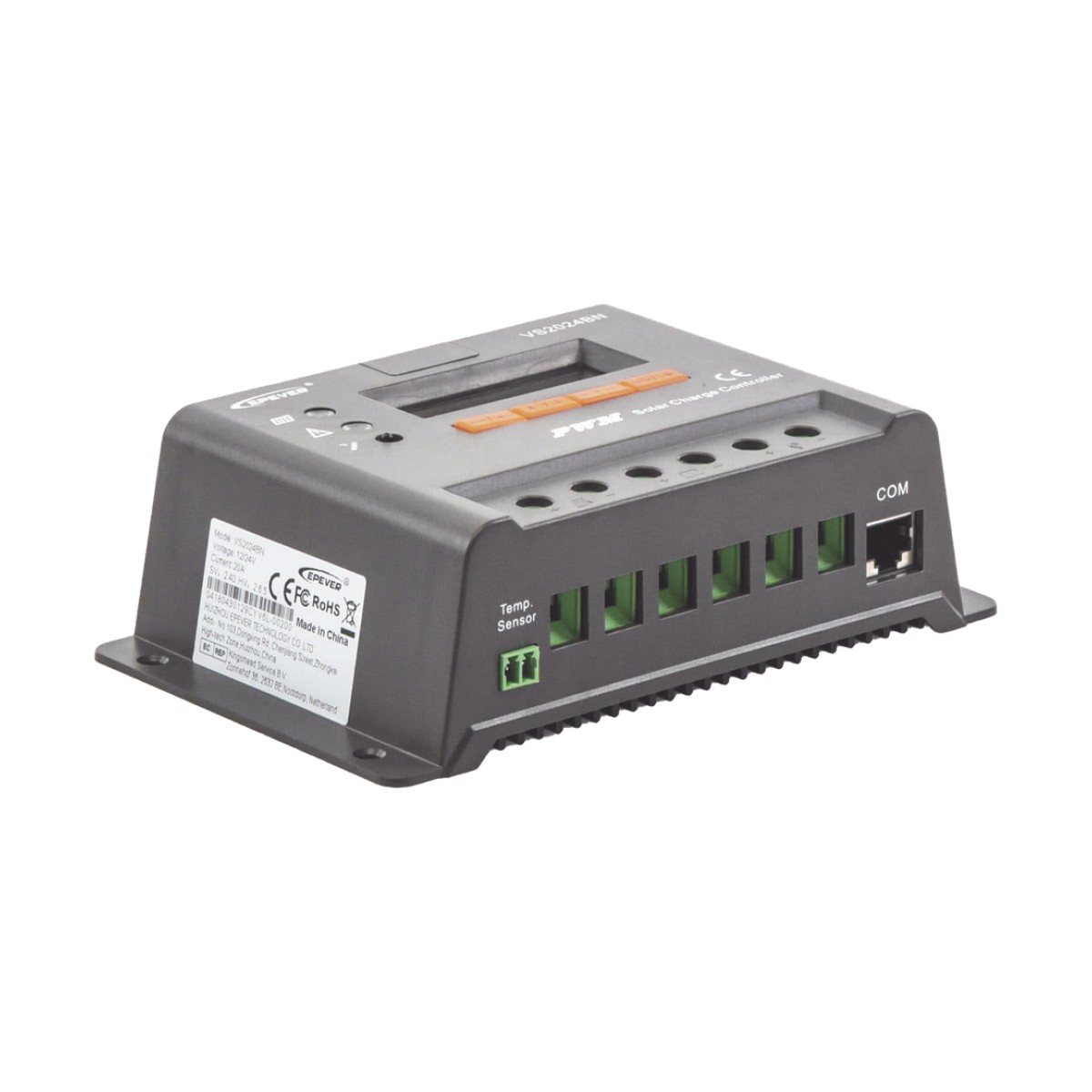 Controlador Solar de Carga y Descarga PWM 12/24V 20A con Display, Parámetros Configurables