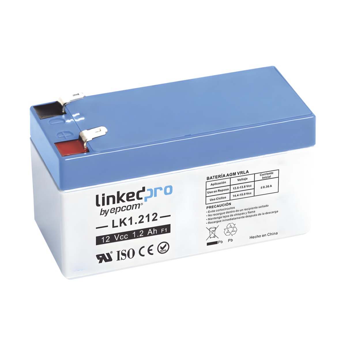 Batería de respaldo 12V | 1.2 Ah | AGM | Especial para seguridad electrónica | UPS | Sistemas de Emergencia  | Vida útil 5 años | Terminales F1  + Adaptador F2