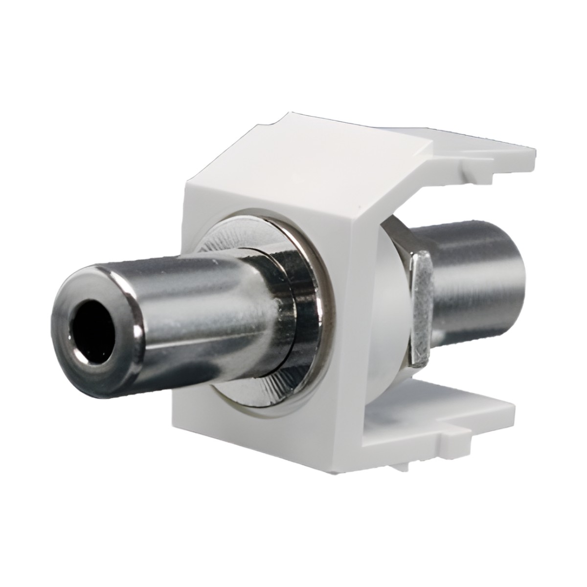 Módulo Acoplador Estéreo de 3.5 mm (1/8 Pulgadas), Tipo Keystone, de Paso, Color Blanco Mate