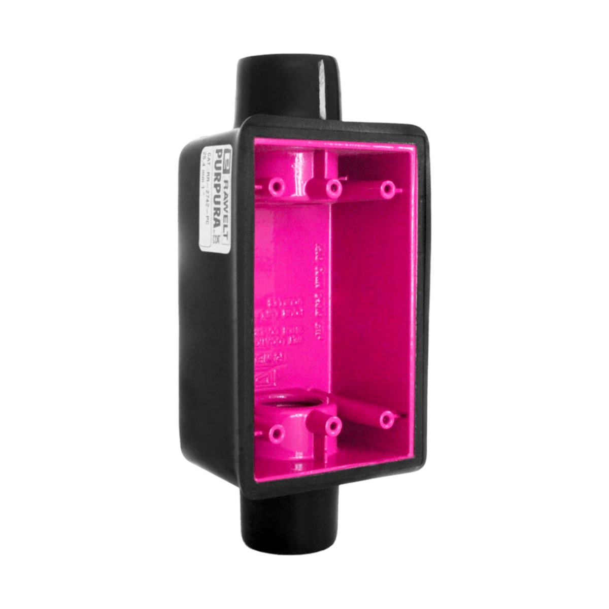 Caja Rectangular de 1/2"/ Con Recubrimiento exterior de PVC e interior Purpura.