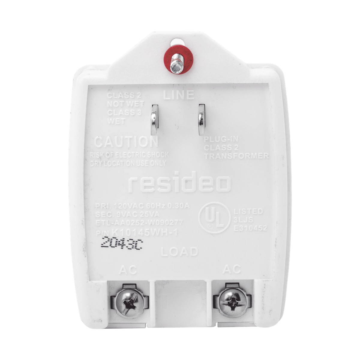 Transformador de pared 120 Vca a 9 Vca, 25 VA, Clase 2, con listado UL