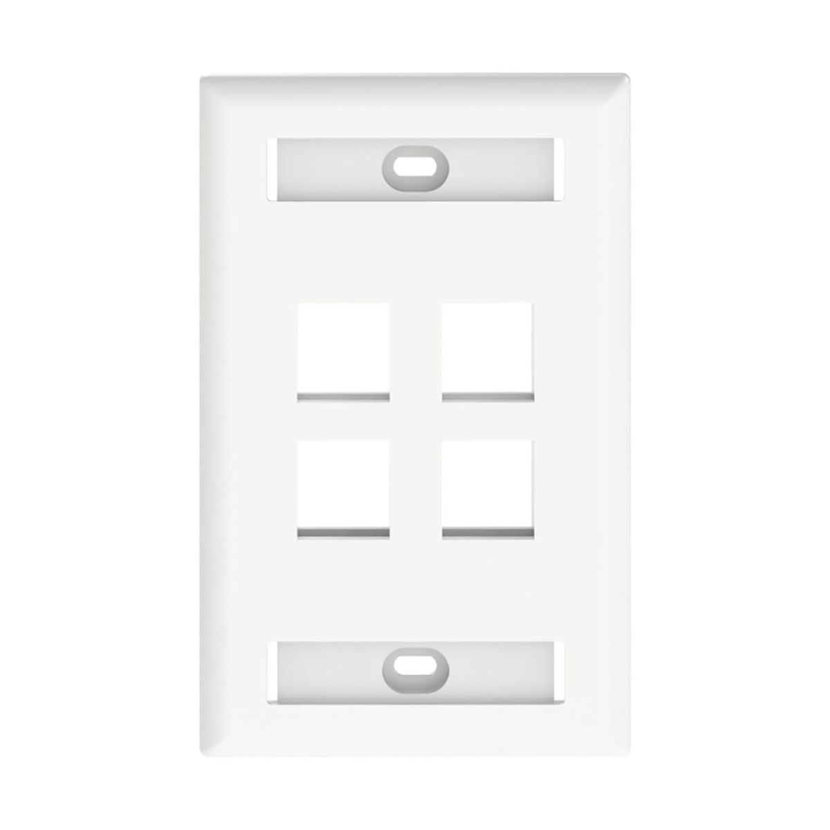 Placa de Pared Vertical, Salida Para 4 Puertos Keystone, Con Espacios Para Etiquetas, Color Blanco