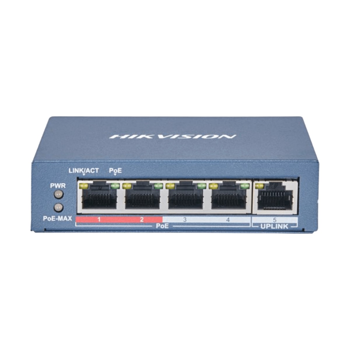 Switch PoE / No Administrable / 4 Puertos 10/100 Mbps PoE (30 W) / 1 Puerto Uplink 10/100 Mbps / Puerto VIP / Modo Extendido hasta 300 Metros / 60 Watts