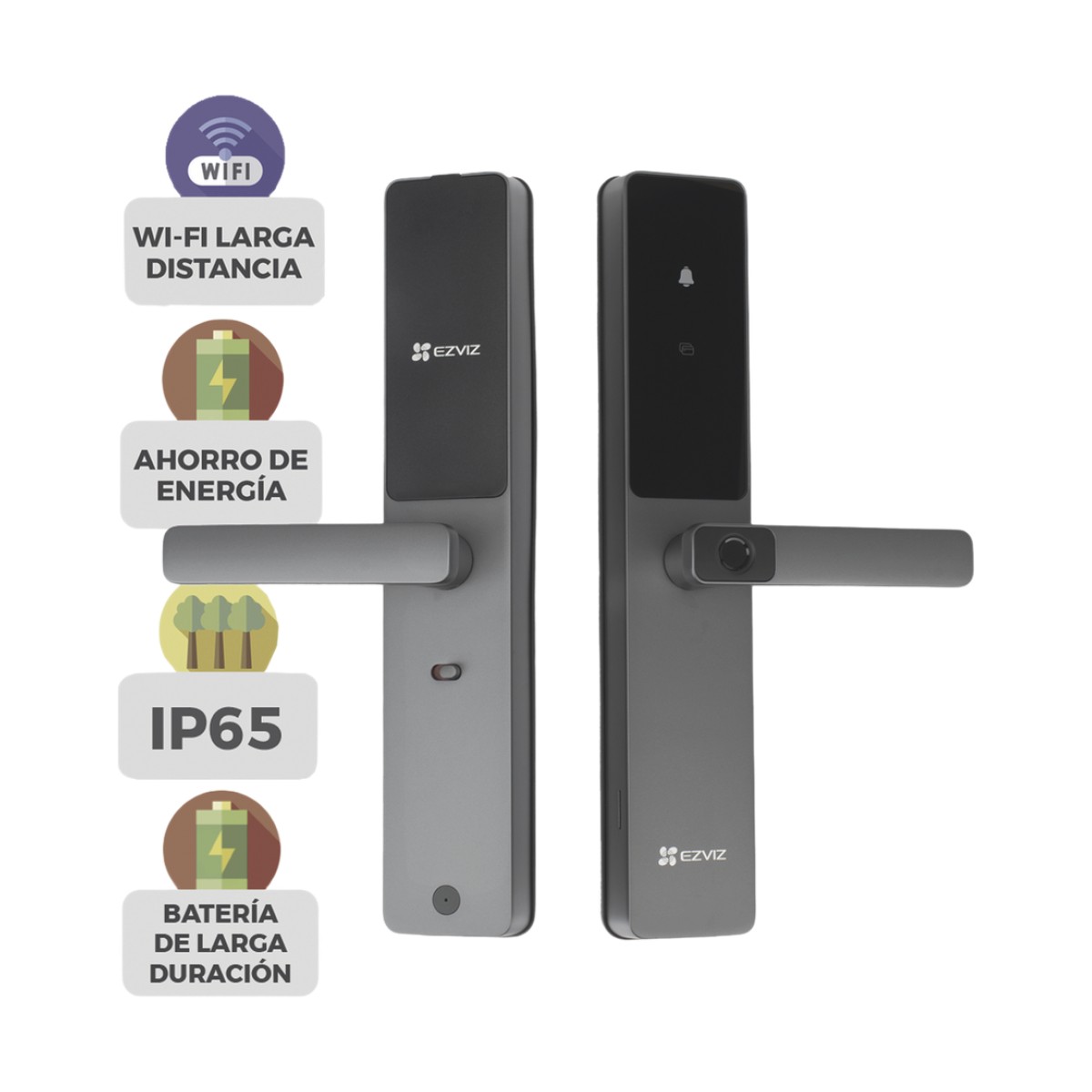 Cerradura Inteligente / Cerrojo Tipo Americano / Wi-Fi / Bluetooth  /  Códigos Temporales Para Visitantes / Lectura de Huella / Lectura de Tag / Contraseña /  Botón para Timbrar / Apertura remota desde la APP /  No Requiere Hub