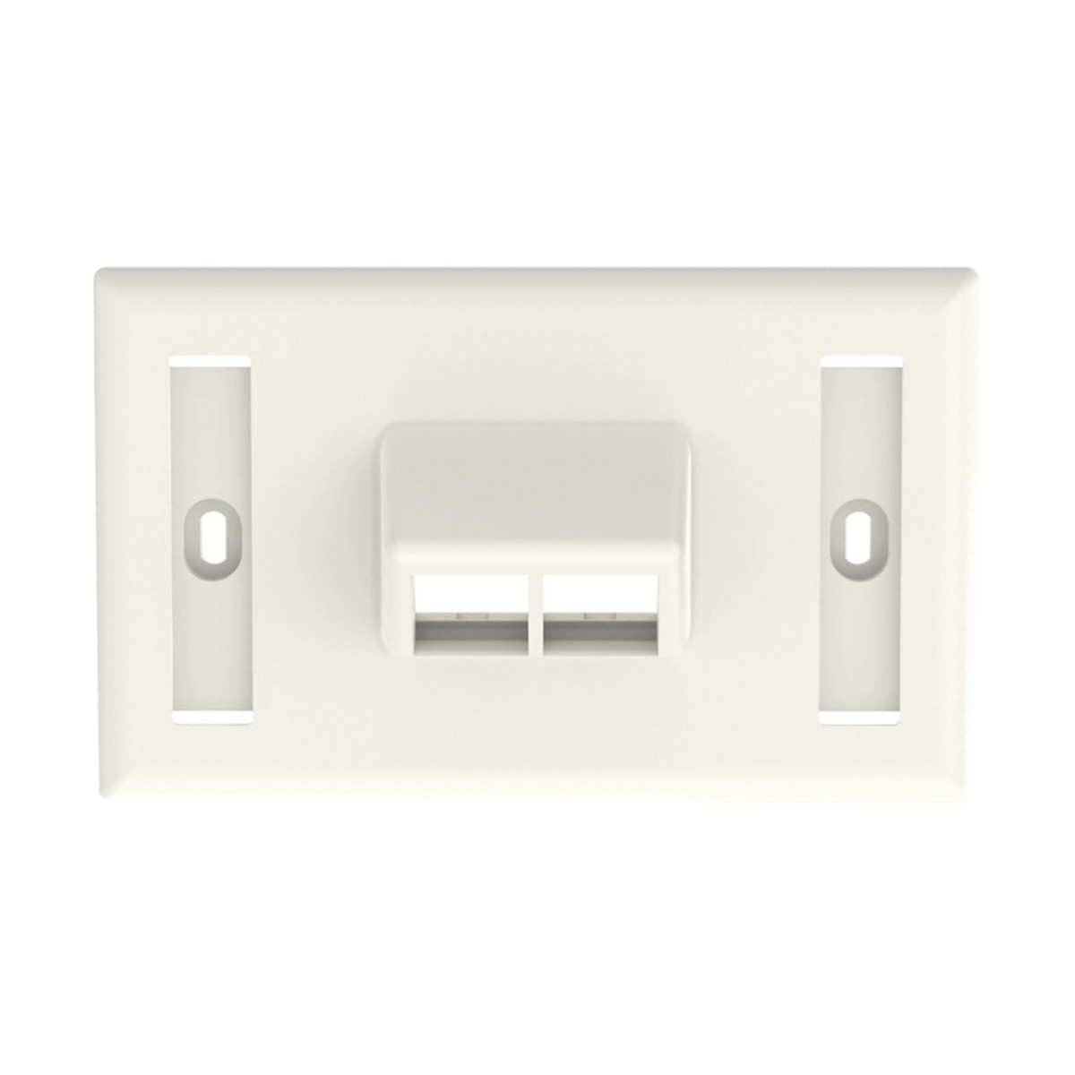 Placa de Pared Horizontal, Salida Para 2 Puertos Keystone, Con Espacios Para Etiquetas, Color Blanco Mate