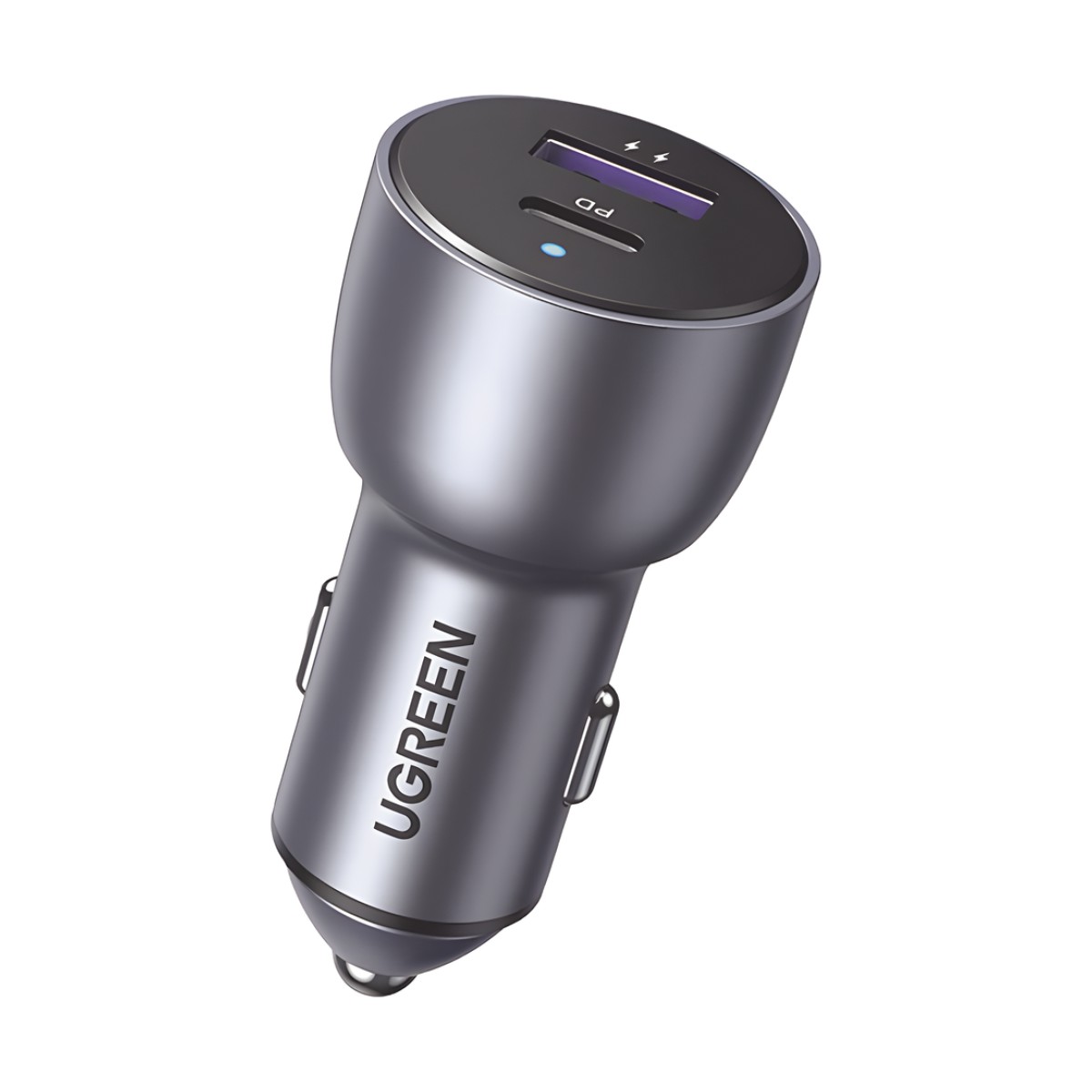 Cargador de Auto 52.5W | Puerto USB-A y USB-C | Carga Rápida | Compatible con Vehículos de 12 y 24 VCD | PD3.0 + QC3.0 | Chip Inteligente | Diseño Compacto Mayor Eficiencia Energética | Caja de Aluminio