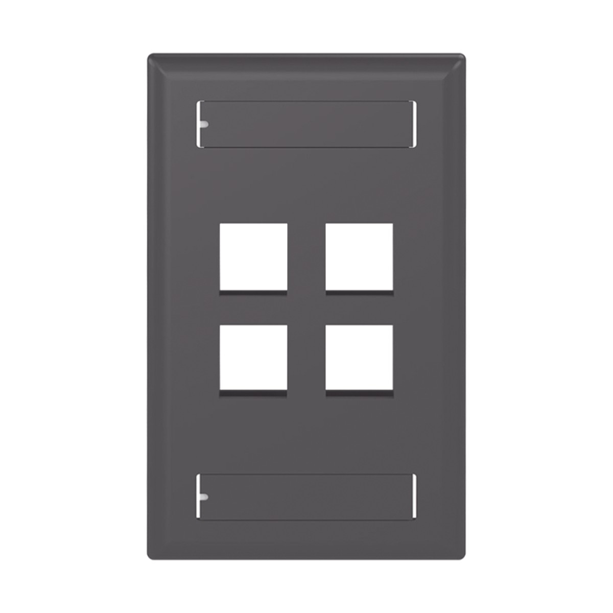 Placa de Pared Vertical, Salida Para 4 Puertos Keystone, Con Espacios Para Etiquetas, Color Negro