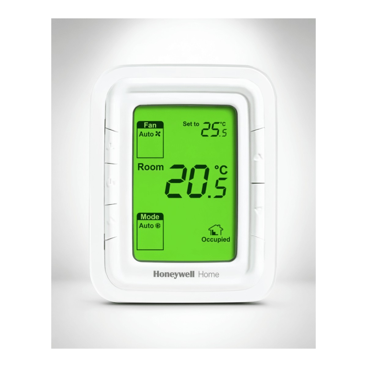 Termostato digital vertical para fan and coil de 2 y 4 tubos, control de ventilador de 3 velocidades, 120 VCA, pantalla LCD con luz de fondo verde