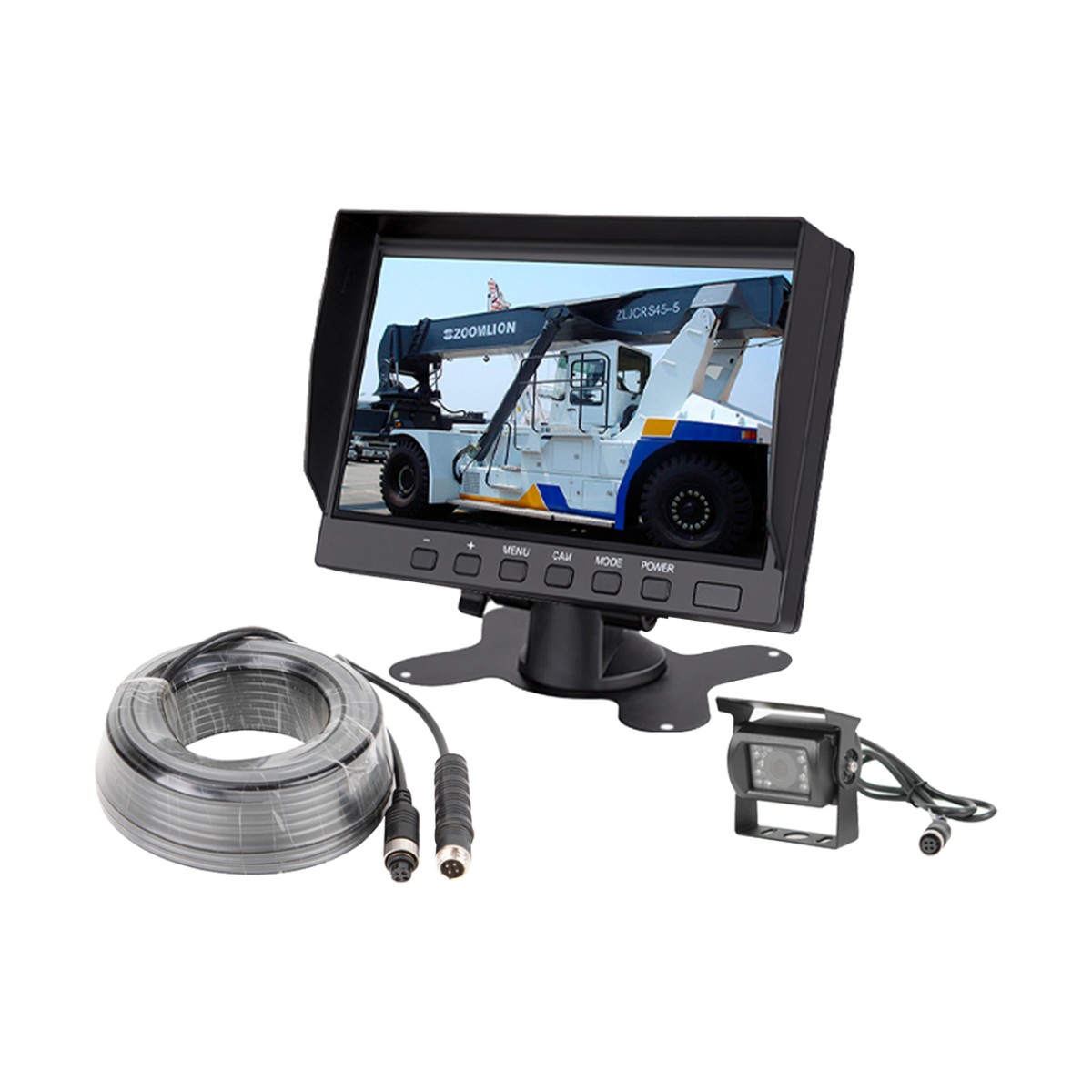 Sistema Profesional de Cámara de Reversa y Monitor Alámbrico para Vehículos de Trabajo y Montacargas