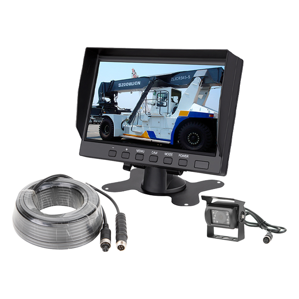Sistema Profesional de Cámara de Reversa y Monitor Alámbrico para Vehículos de Trabajo y Montacargas